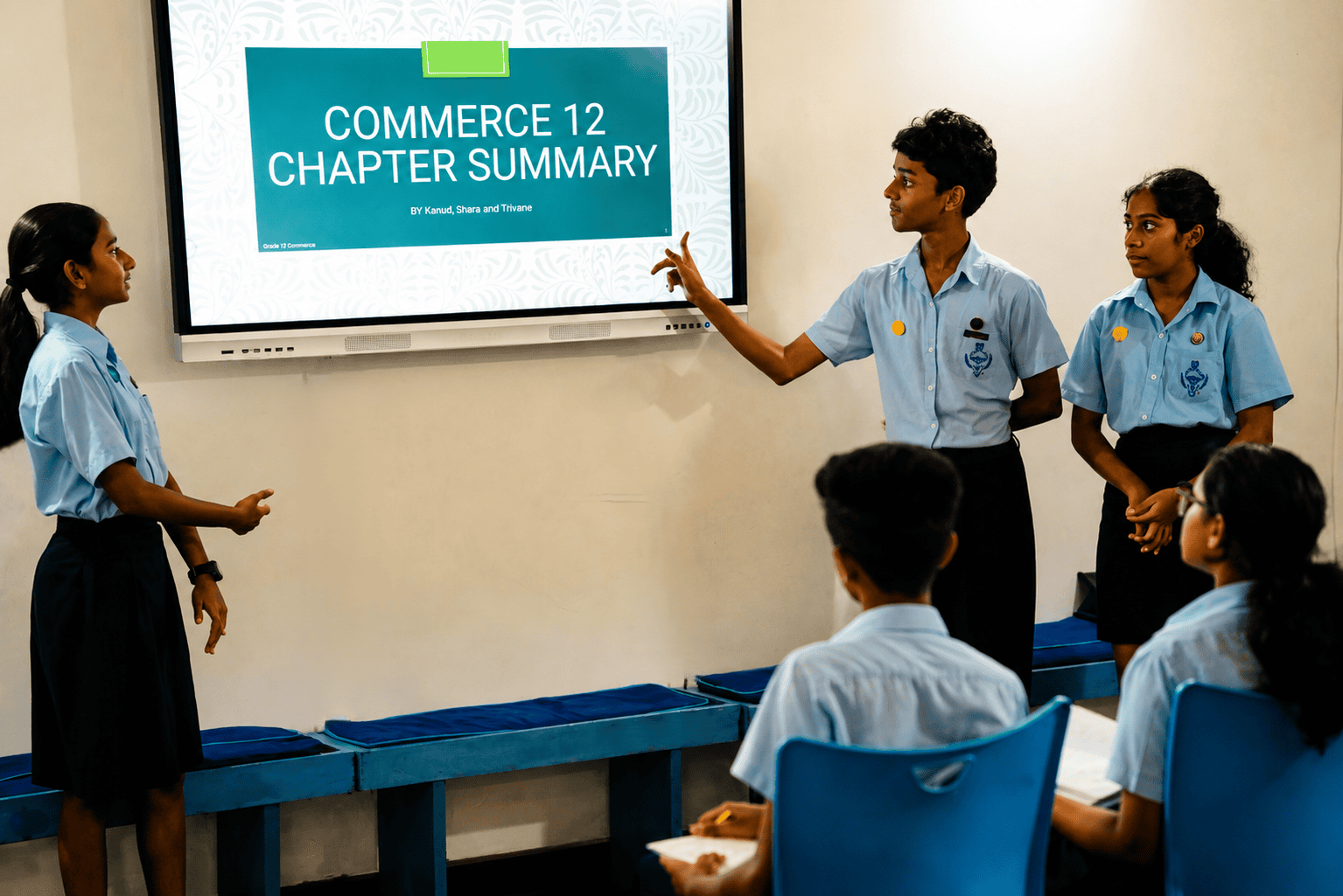 IGCSE students presenting their Commerce chapter summary
